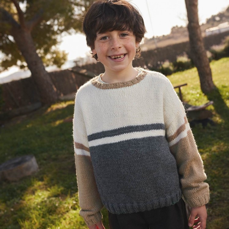 Kit de tricot - Pull tricolore - Basic merino