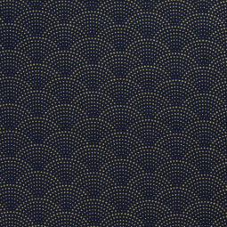 Tissu popeline - Vagues marine pois dorés