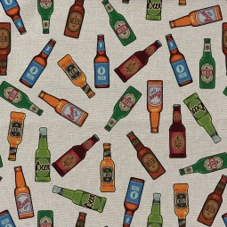 Tissu bachette - Bouteilles fond naturel