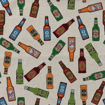 Tissu bachette - Bouteilles fond naturel