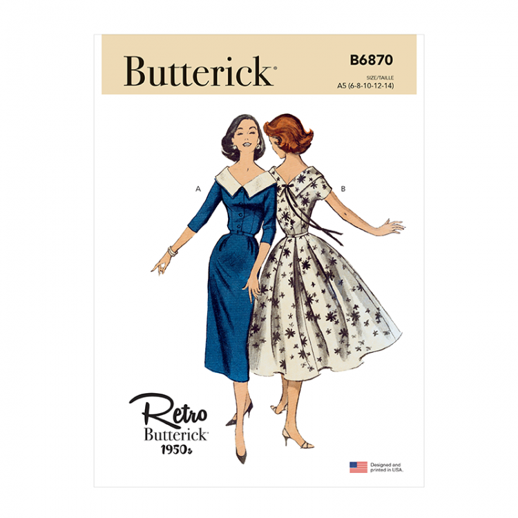 Patron Butterick 6870 - Robe rétro année 50
