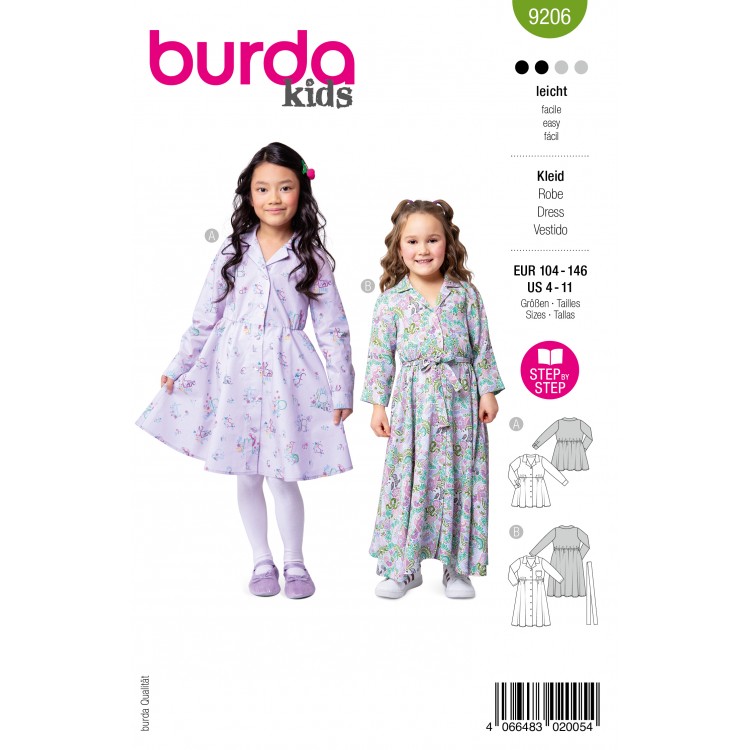Burda 9206 - Robe col chemise