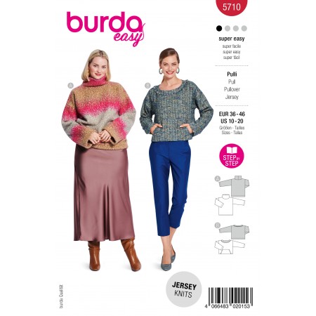 Burda 5710 - Pull droit col montant ou rond