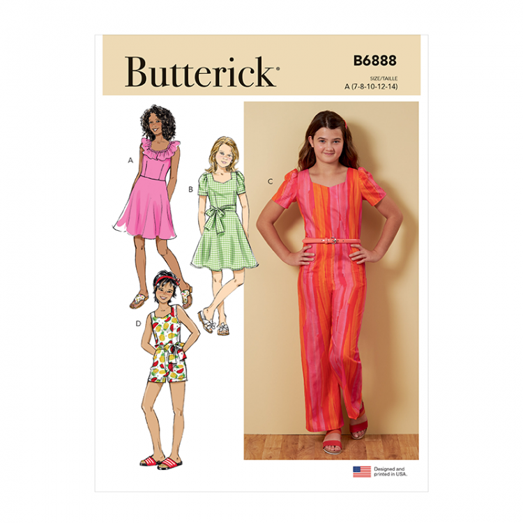 Patron Butterick 6888 - Robe et combinaison fillette