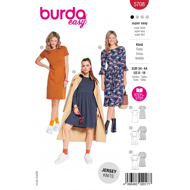Burda 5708 - Robes cintrées à manches raglan