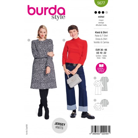 Burda 5677 - Haut et robe à col montant