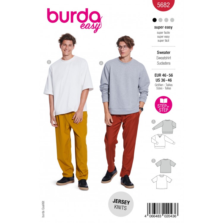 Burda 5682 - T-shirt et sweatshirt col rond