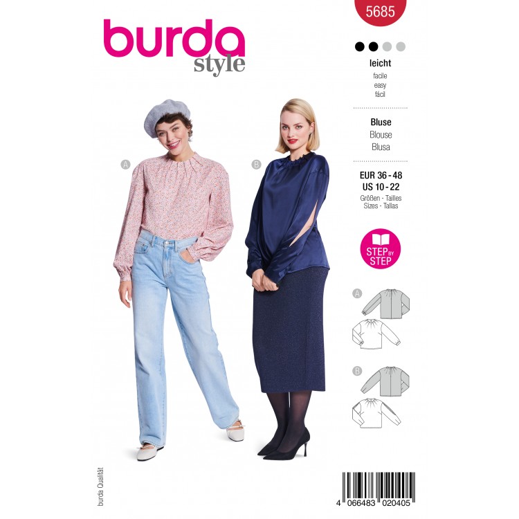 Burda 5685 - Blouse à col plissé