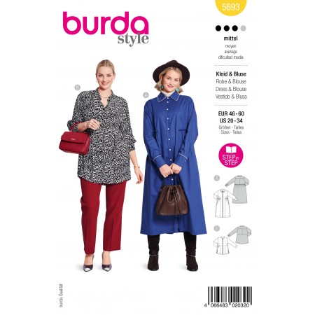 Burda 5693 - Robe ou blouse façon chemise