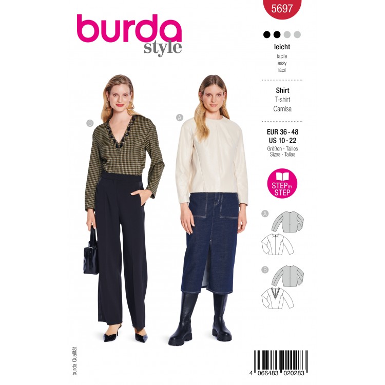 Burda 5697 - Blouse col rond ou col V