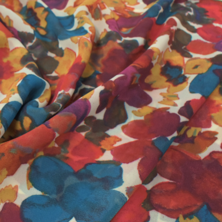 Tissu voile - Red teal floral