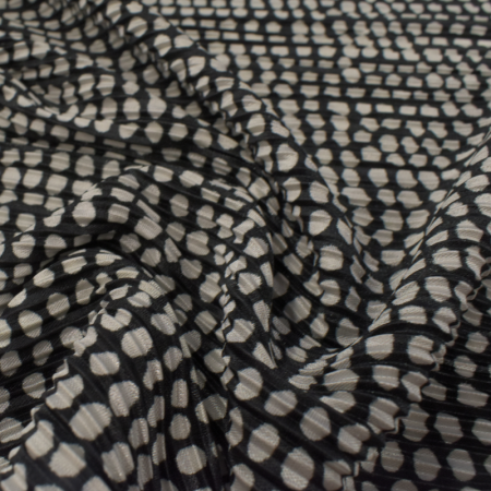 Tissu polyester - Dots black & white