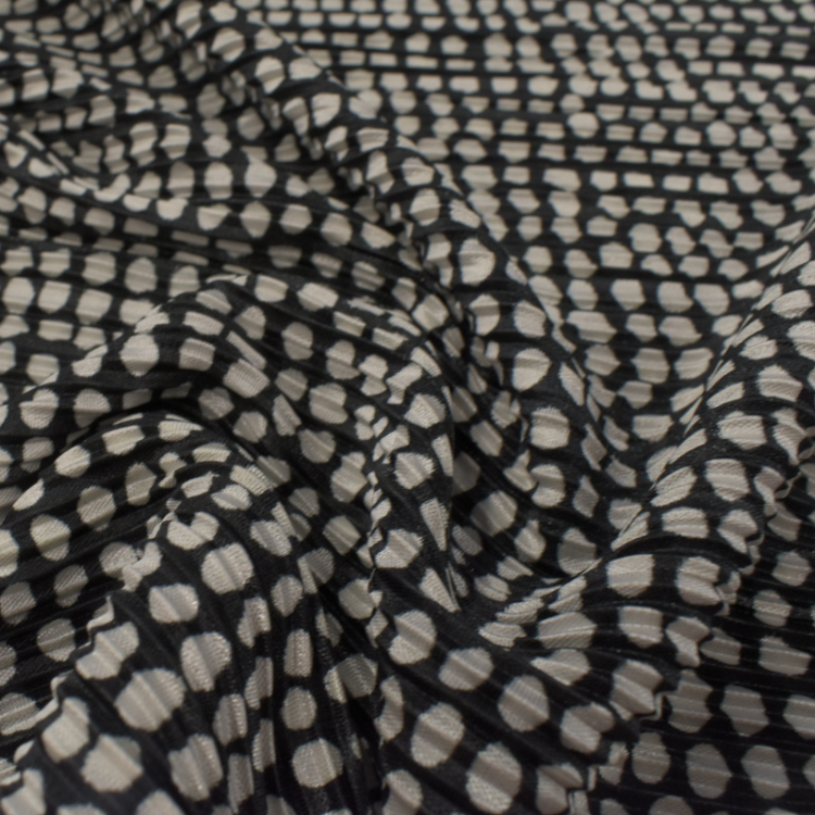Tissu polyester - Dots black & white
