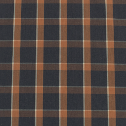 Tissu cotonnade - Carreaux bleu orange