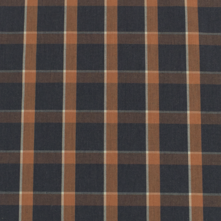 Tissu cotonnade - Carreaux bleu orange