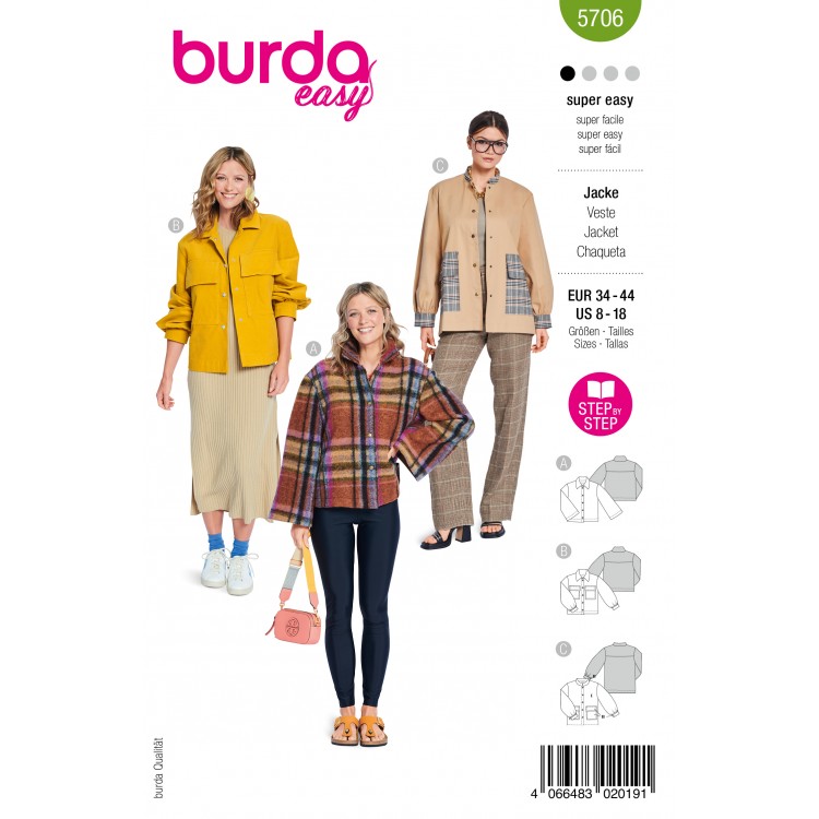 Burda 5706 - Veste façon surchemise