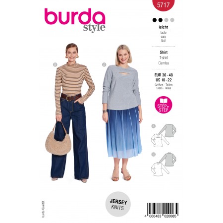 Burda 5717 - T-shirt manches longues et découpes