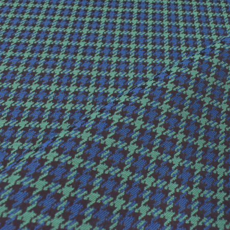 Tissu jacquard - Pied de poule emeraude royal