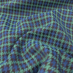 Tissu jacquard - Pied de poule emeraude royal