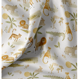 Tissu coton - Sarafou blanc camel