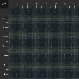 Tissu japonais coton épais - Carreaux bleu et pointillés