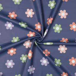 Tissu imperméable - Fleurs bleu