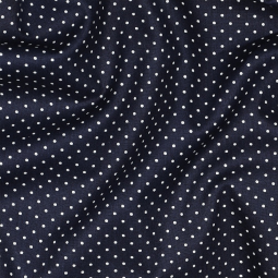 Tissu - Pois blanc fond marine