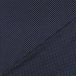 Tissu - Pois blanc fond marine