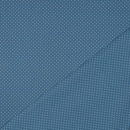 Tissu - Pois blanc fond bleu