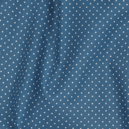 Tissu - Pois blanc fond bleu