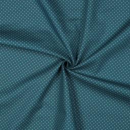 Tissu - Pois blanc fond pétrole