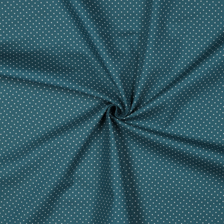 Tissu - Pois blanc fond pétrole