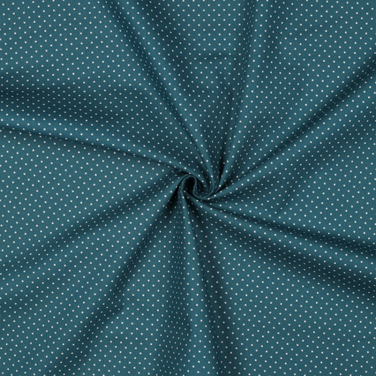 Tissu - Pois blanc fond pétrole