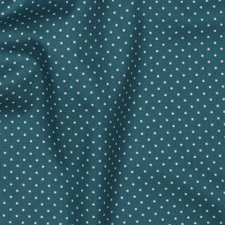 Tissu - Pois blanc fond pétrole