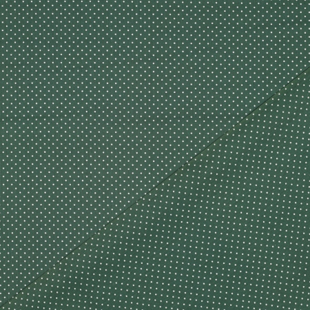 Tissu - Pois blanc fond vert foncé