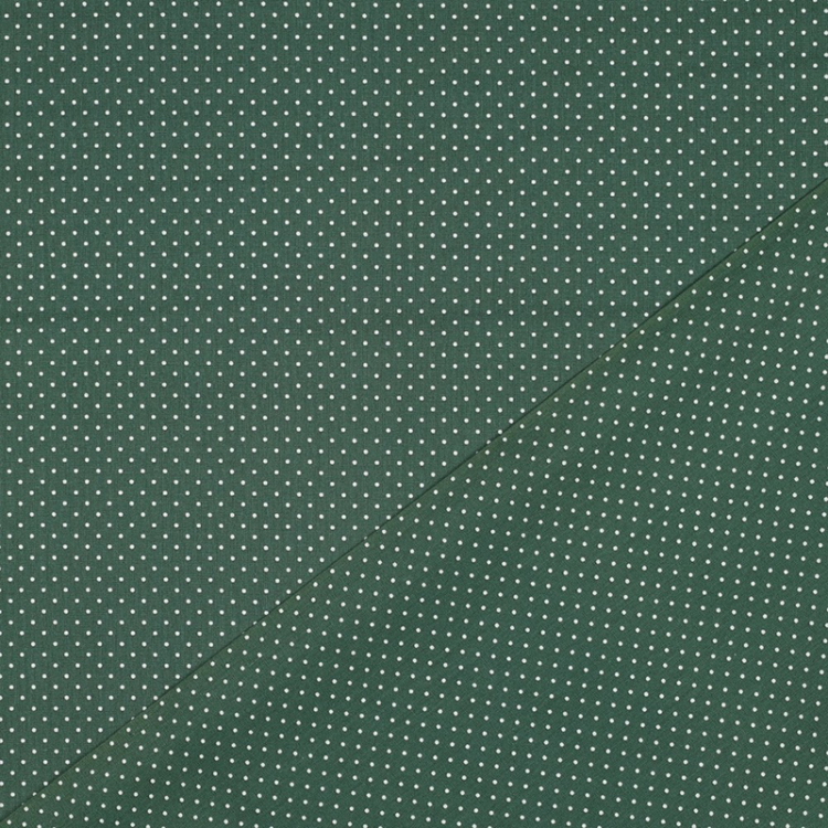 Tissu - Pois blanc fond vert foncé