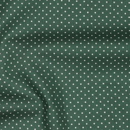 Tissu - Pois blanc fond vert foncé