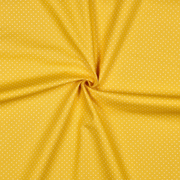 Tissu - Pois blanc fond jaune