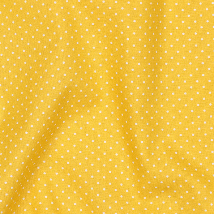 Tissu - Pois blanc fond jaune