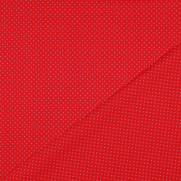 Tissu - Pois blanc fond rouge