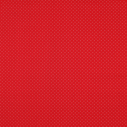 Tissu - Pois blanc fond rouge