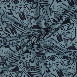 Tissu jersey sweat - Sport bleu fumée