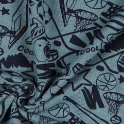 Tissu jersey sweat - Sport bleu fumée