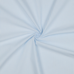 Tissu chambray - Fines rayures bleu ciel
