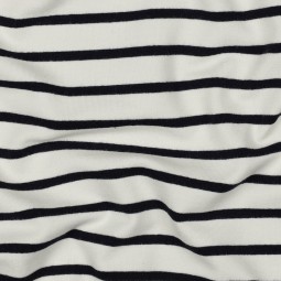 Tissu sweat french terry - Rayures écru navy