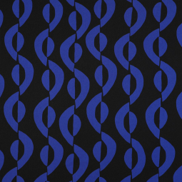 Tissu micro satin polyester - Géométrique noir bleu
