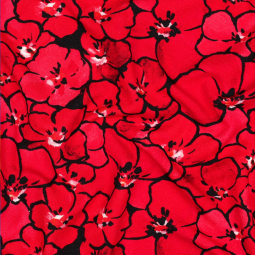Tissu jersey viscose - Fleurs rouges