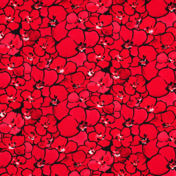 Tissu jersey viscose - Fleurs rouges