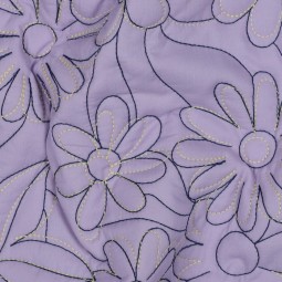 Tissu coton matelassé - Fleurs pressées lavande