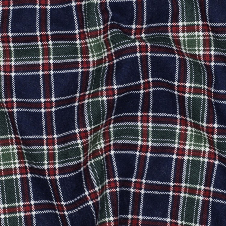 Tissu flanelle - Carreaux bleu vert